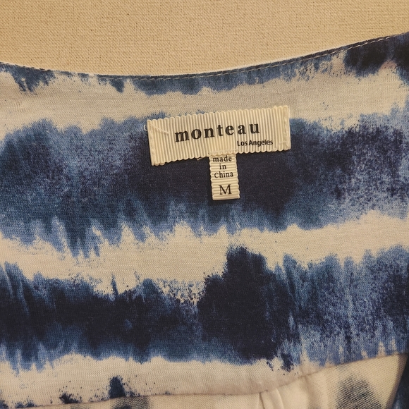 Monteau Los Angeles Tie Dye Midi Dress Sz M Wrap Tie High Low Bohemian Summer - Picture 4 of 6